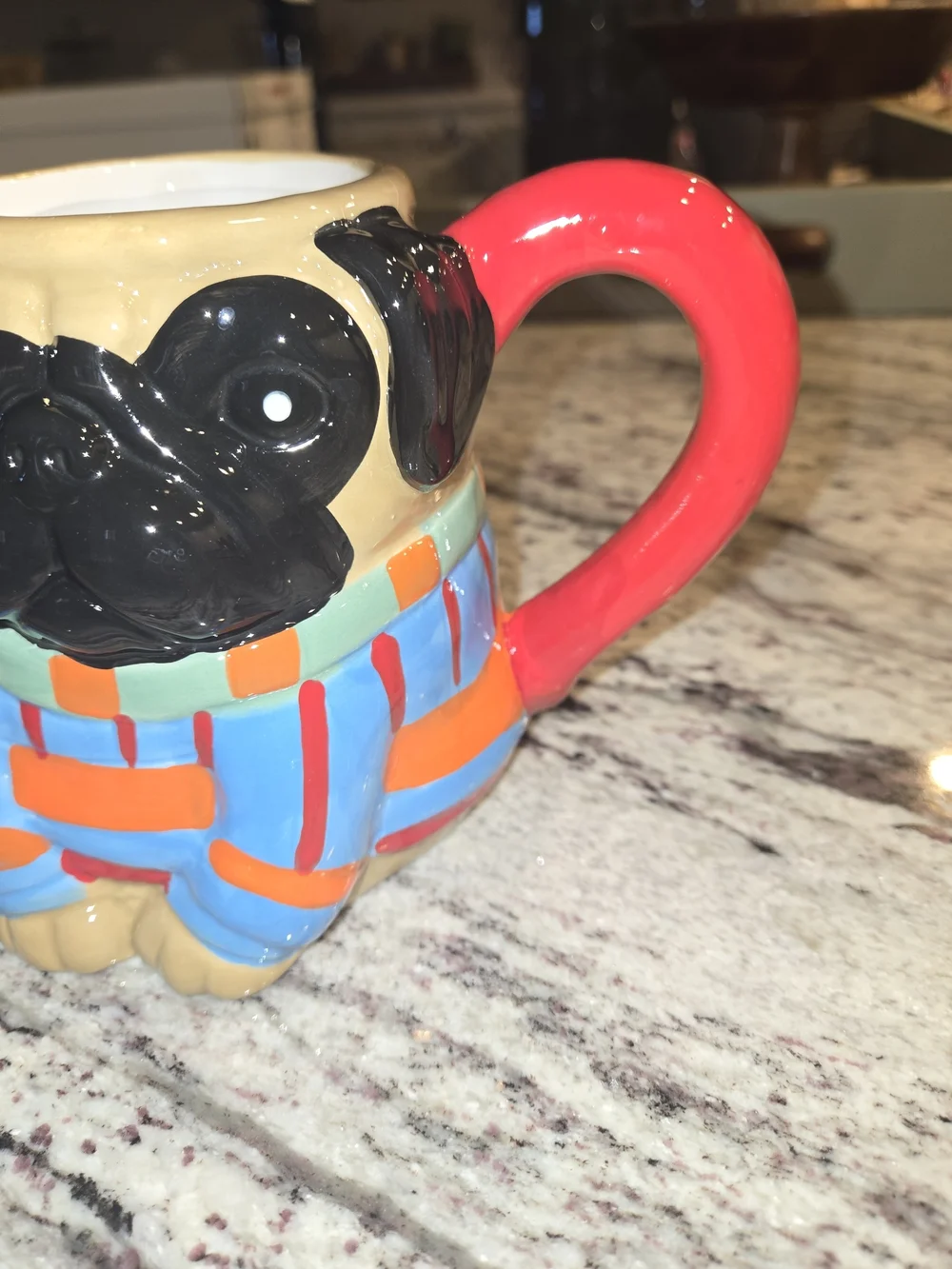 Boston Warehouse Fun Pugly Sweater Pug Dog 18oz Coffee Mug Tea Cup 3D